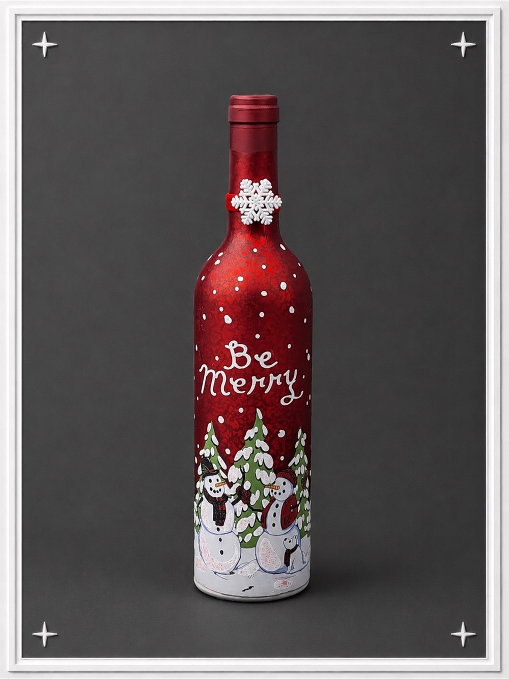 Artisan "Be Merry" Snowman Light-Up Bottle Decor - Picture 1 of 11